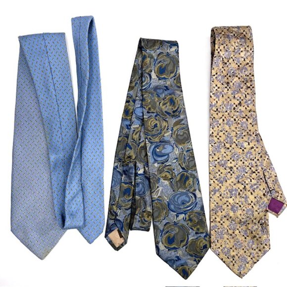 Set:3 Neckties Valentino-Luciano-Ermenegildo +1 Vlentino Handkerchief Blue (59) - Picture 9 of 13